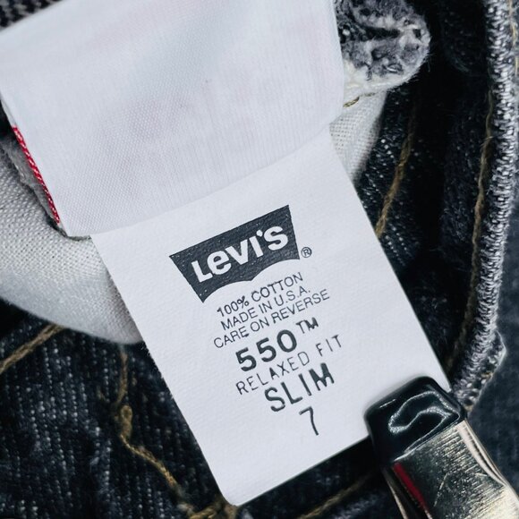 Vintage Levis Orange Tab 550 Relaxed Fit Black Denim Jeans 7 Slim / 7S - Picture 6 of 10